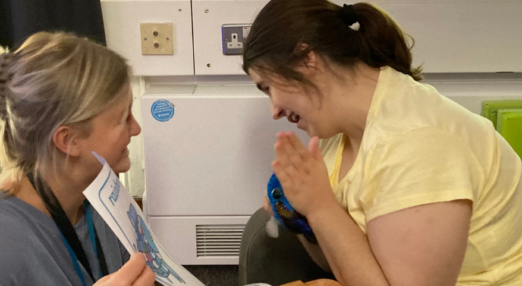 Amy and student Nuala smiling in session