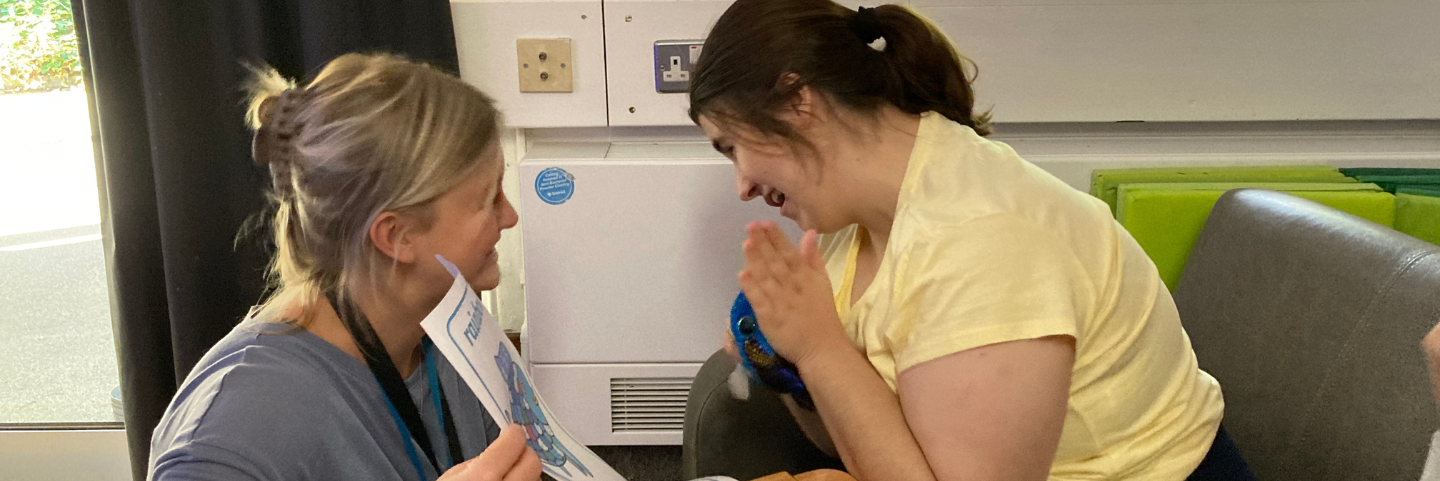 Amy and student Nuala smiling in session